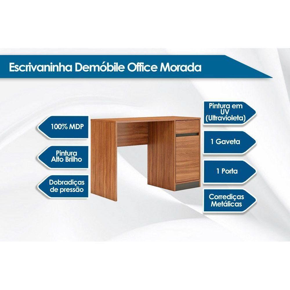 Mesa Escrivaninha Casal Office Morada C/ 1 Porta E 1 Gaveta Branco - Demóbile - 2