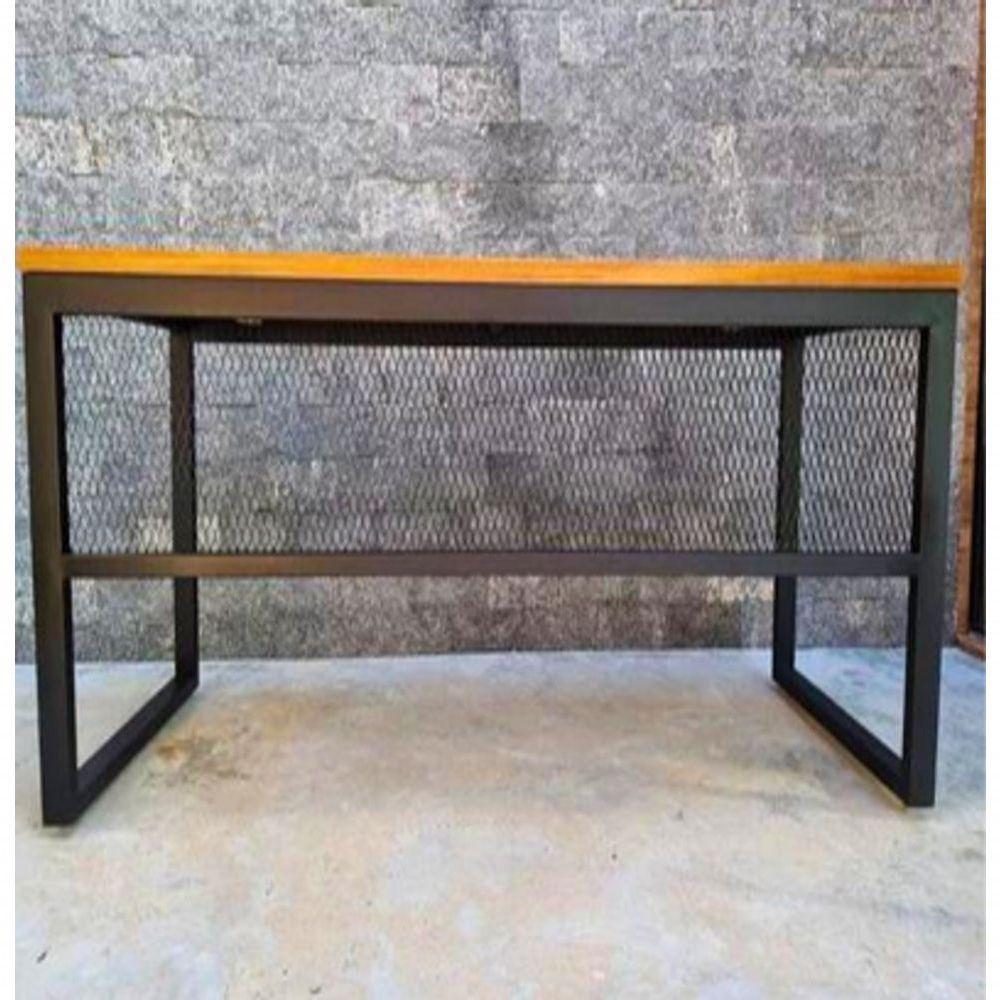 Aparador Com Grade Aço Ferro Metal Robusto Cor Preto Mdf Claro Estilo Industrial Ap-04 - 2