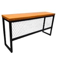 Aparador Com Grade Aço Ferro Metal Robusto Cor Preto Mdf Claro Estilo Industrial Ap-04 - 1