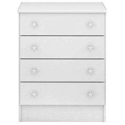 Cômoda Infantil Doce Mel 4 Gavetas em MDF com Puxador Estrela Branco Corrediças Simples