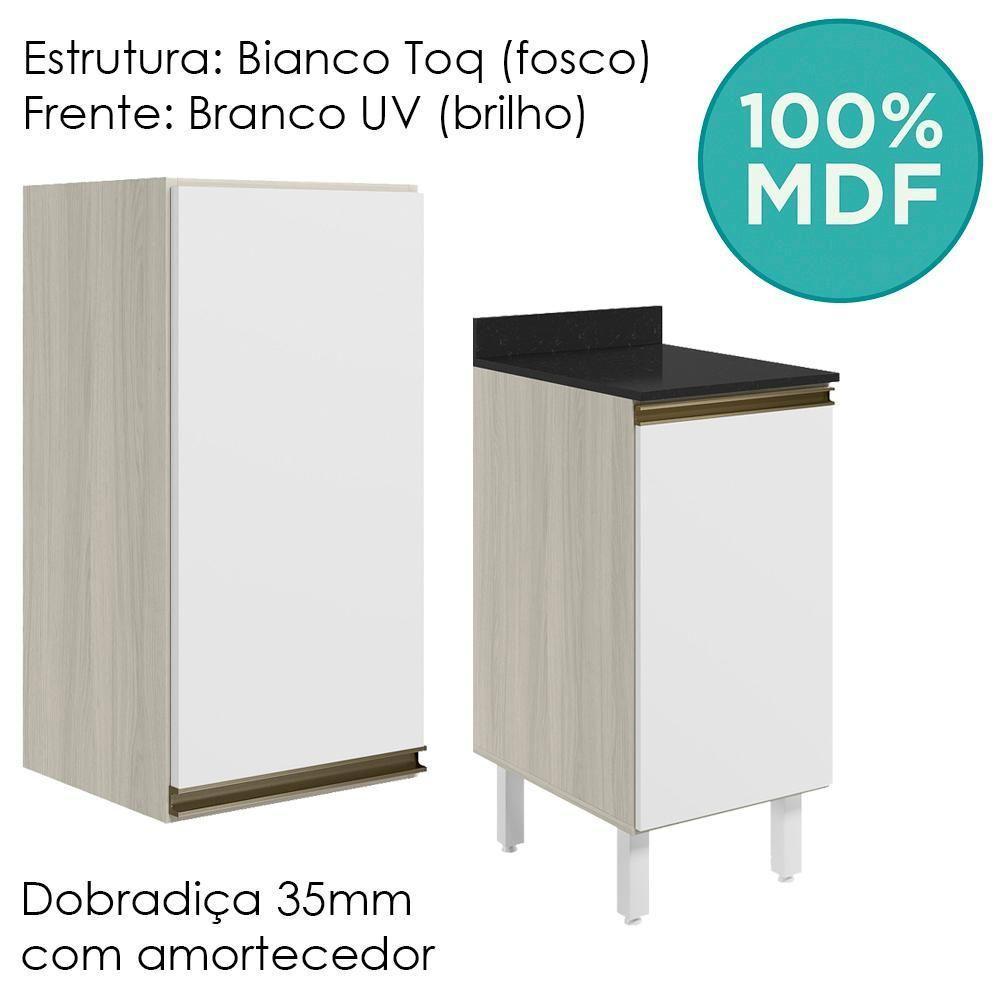Armario Aereo Balcao 1 Porta 40cm Mdf Kali Nicioli Bianco Toq Branco Uv - 4