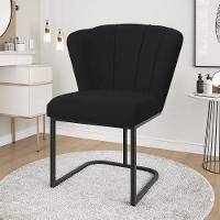 Cadeira Jantar Flor Mesa Cozinha Reforçada Base Metal Preta Preto - 1