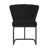 Cadeira Jantar Flor Mesa Cozinha Reforçada Base Metal Preta Preto