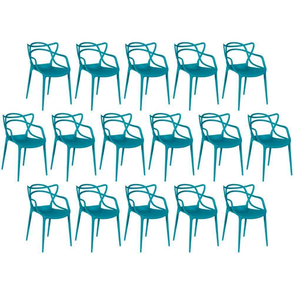 Kit 16 Cadeiras De Jantar Allegra Design Empilhável - Turquesa - 1