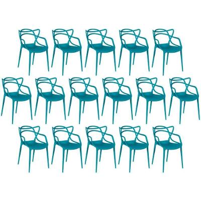 Kit 16 Cadeiras De Jantar Allegra Design Empilhável - Turquesa