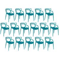 Kit 16 Cadeiras De Jantar Allegra Design Empilhável - Turquesa - 1