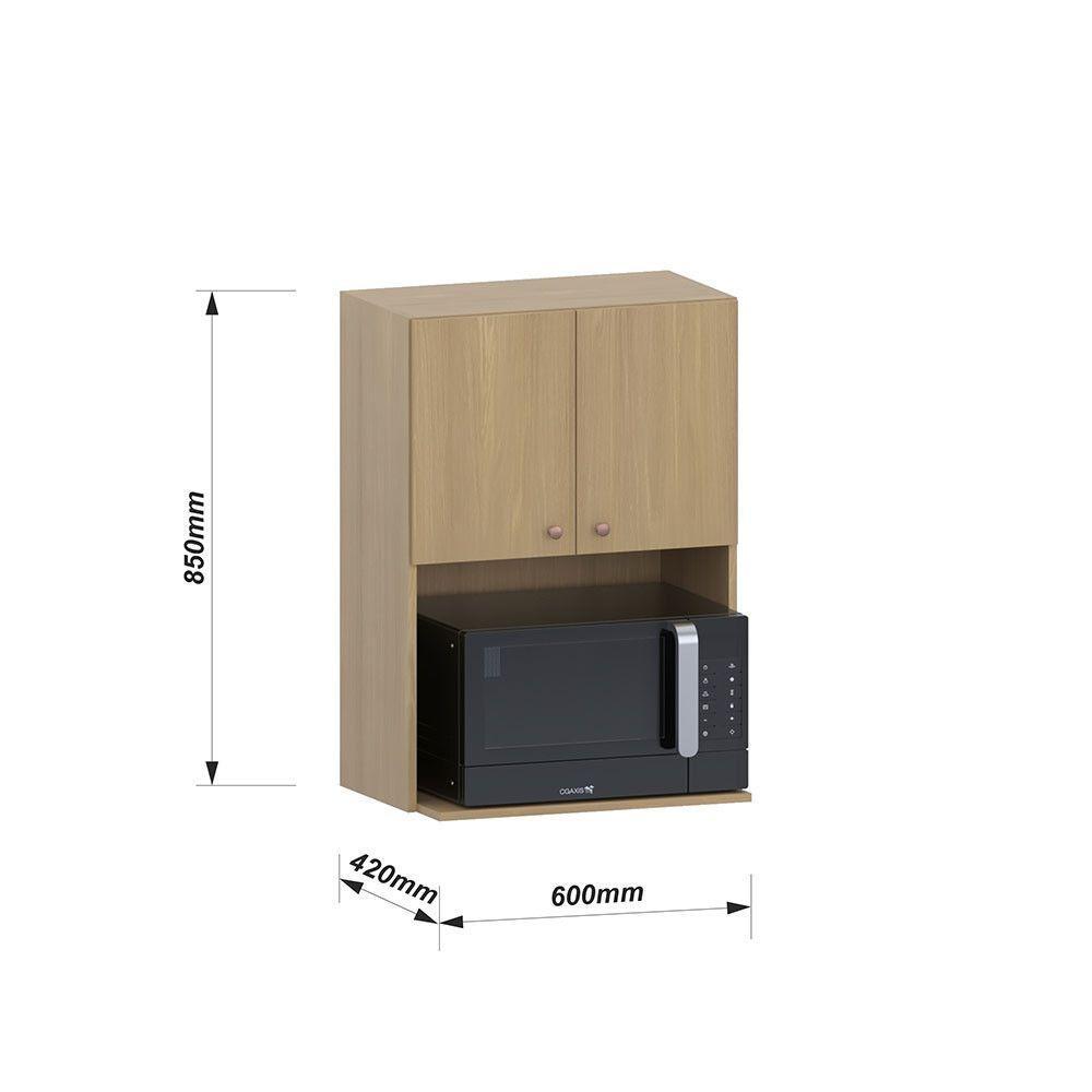 Armário Aéreo 60cm Com Nicho Para Microondas 2 Portas Classi Freijó/freijó Brasil - 3