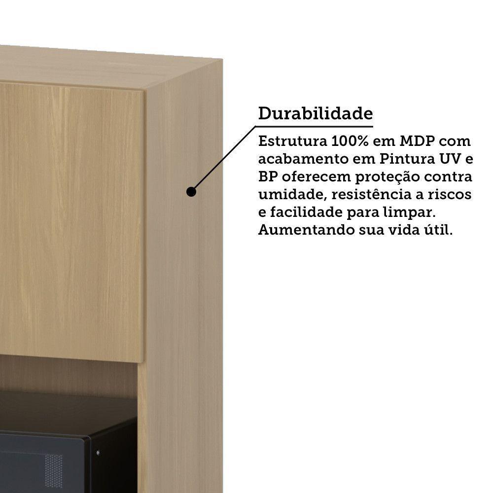 Armário Aéreo 60cm Com Nicho Para Microondas 2 Portas Classi Freijó/freijó Brasil - 4