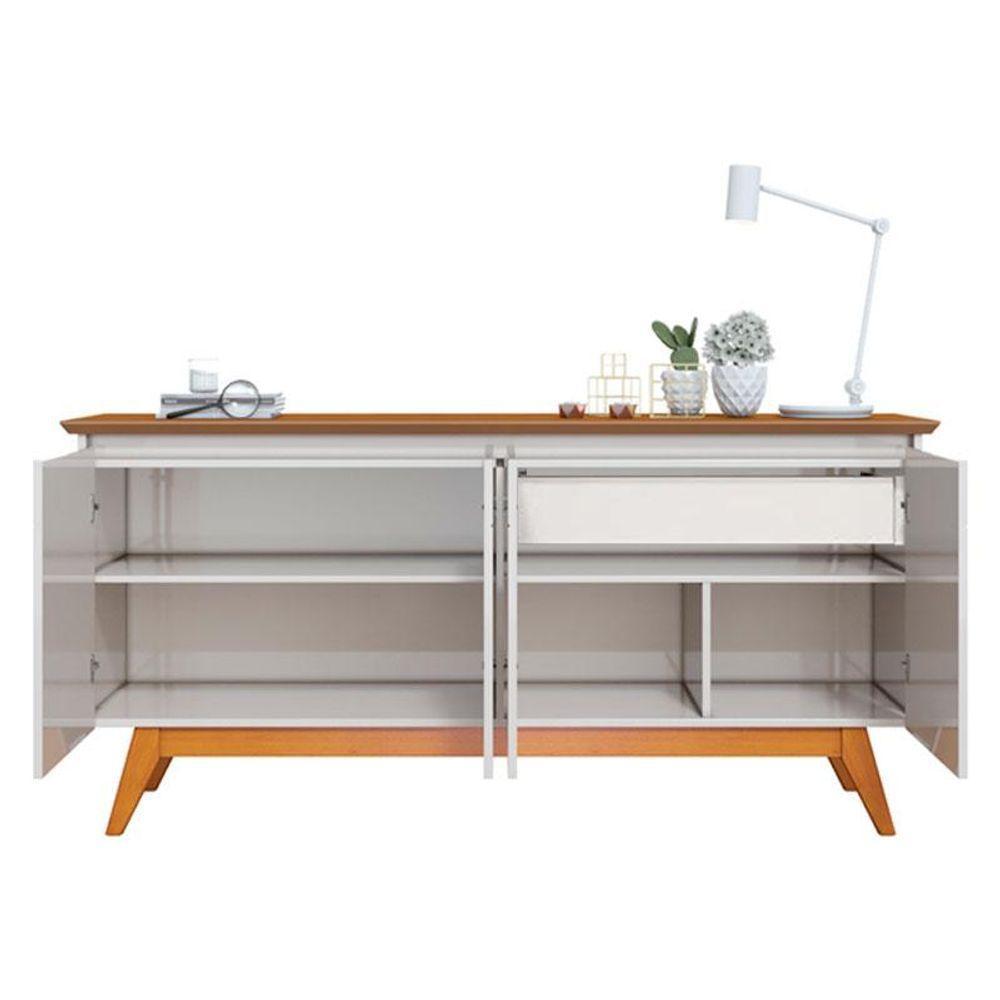 Aparador Para Sala Buffet Ambiente Classic 1.6 Com Gaveta Off White Freijó - Imcal - 3
