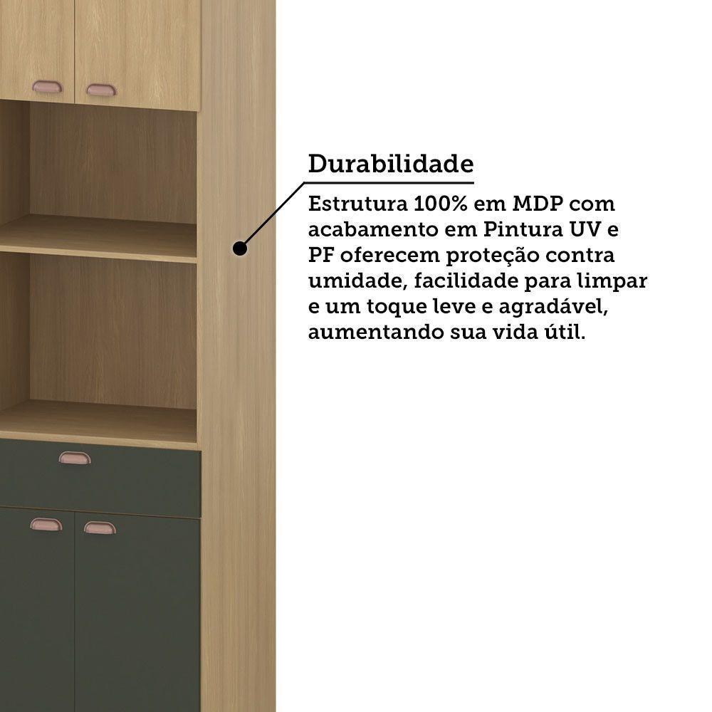 Paneleiro 70cm 3 Portas 1 Gaveta Com Espaço Para Micro-ondas Freijó/freijó Brasil/verde Amalfi - 5
