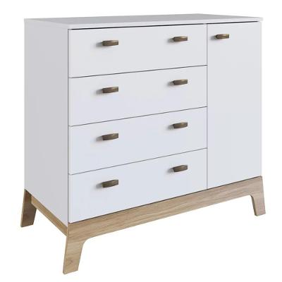 Cômoda Infantil 1 Porta 4 Gavetas 93cm Favo De Mel 004 Branco - Completa Móveis
