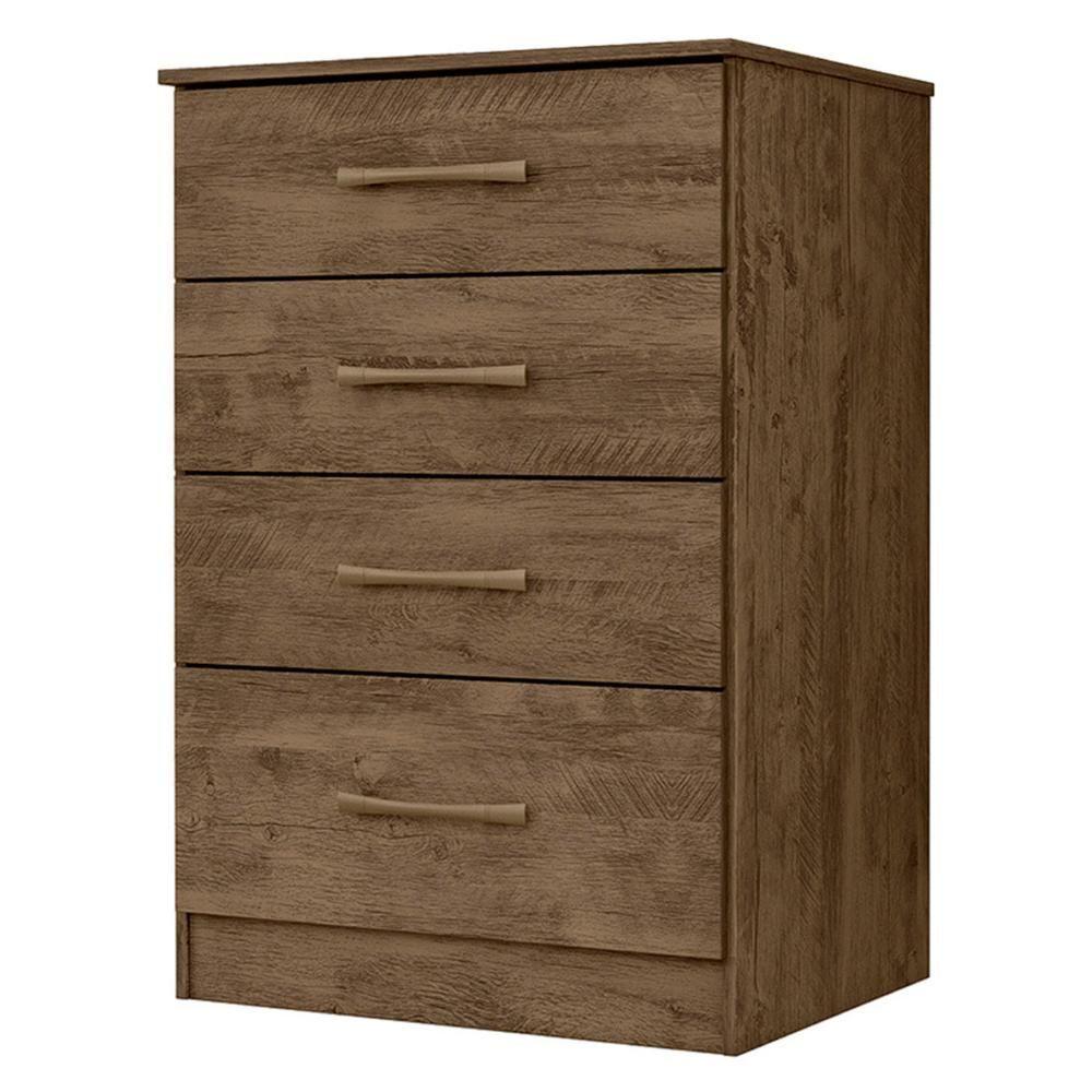 Cômoda Para Quarto 61cm Com 4 Gavetas Miriad Castanho Wood Z17 - Mpozenato - 1
