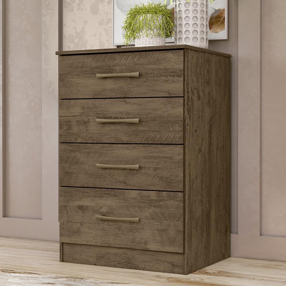 Cômoda Para Quarto 61cm Com 4 Gavetas Miriad Castanho Wood Z17 - Mpozenato - 2