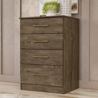 Cômoda Para Quarto 61cm Com 4 Gavetas Miriad Castanho Wood Z17 - Mpozenato - 2