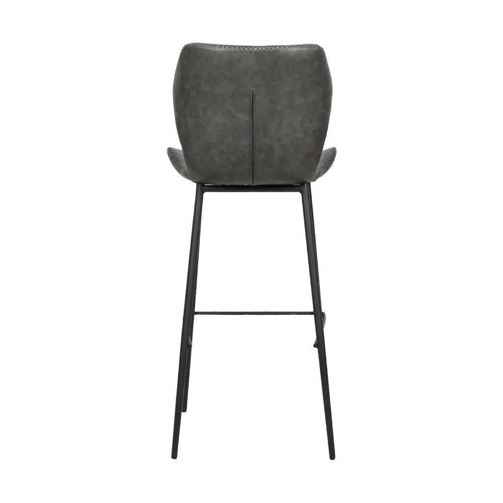 Kit 3 Banquetas Alta Com Encosto Para Bancada Cozinha Penha R02 Sintético Cinza Grafite - Mpozenato - 7