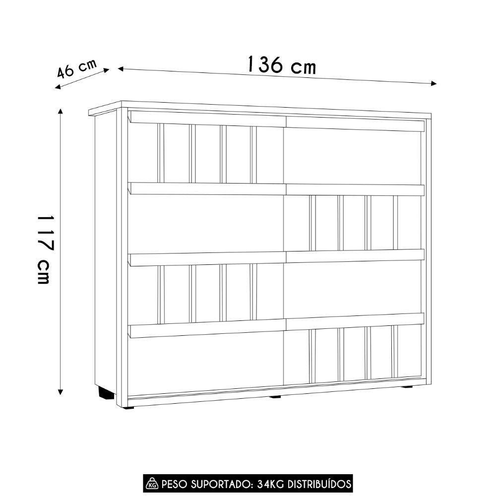 Cômoda Para Quarto Com 8 Gavetas 136cm Avila Off/cinamomo Z10 - Mpozenato - 4