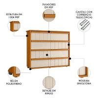 Cômoda Para Quarto Com 8 Gavetas 136cm Avila Off/cinamomo Z10 - Mpozenato - 3