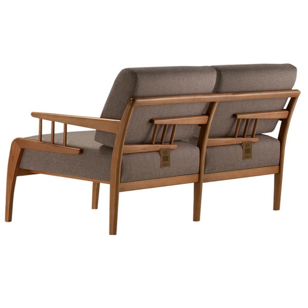 Sofá Pinau Ozki 2 Lugares 140 Cm (largura) Tecido Verde C Madeira Eucalipto Cedro - 3