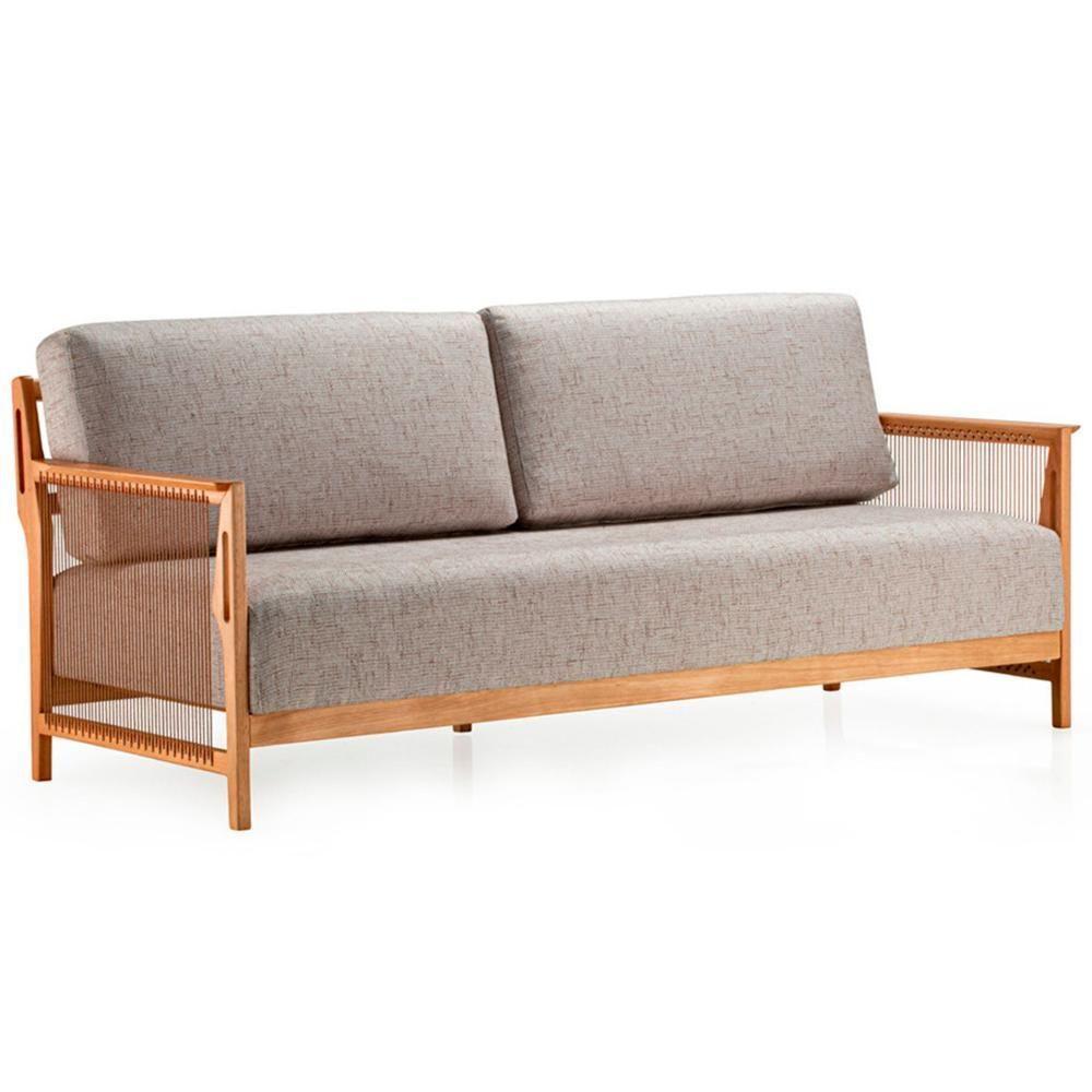 Sofá Los Ozki 160 Cm Madeira Eucalipto Cedro Tecido 430c Corda Redonda Canela - 4