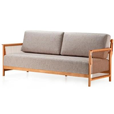 Sofá Los Ozki 160 Cm Madeira Eucalipto Cedro Tecido 430c Corda Redonda Canela