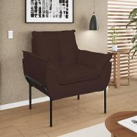 Kit 02 Poltronas + Namoradeira Reforçada Opala Metal Preto Marrom - 6