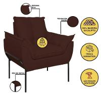 Kit 02 Poltronas + Namoradeira Reforçada Opala Metal Preto Marrom - 7