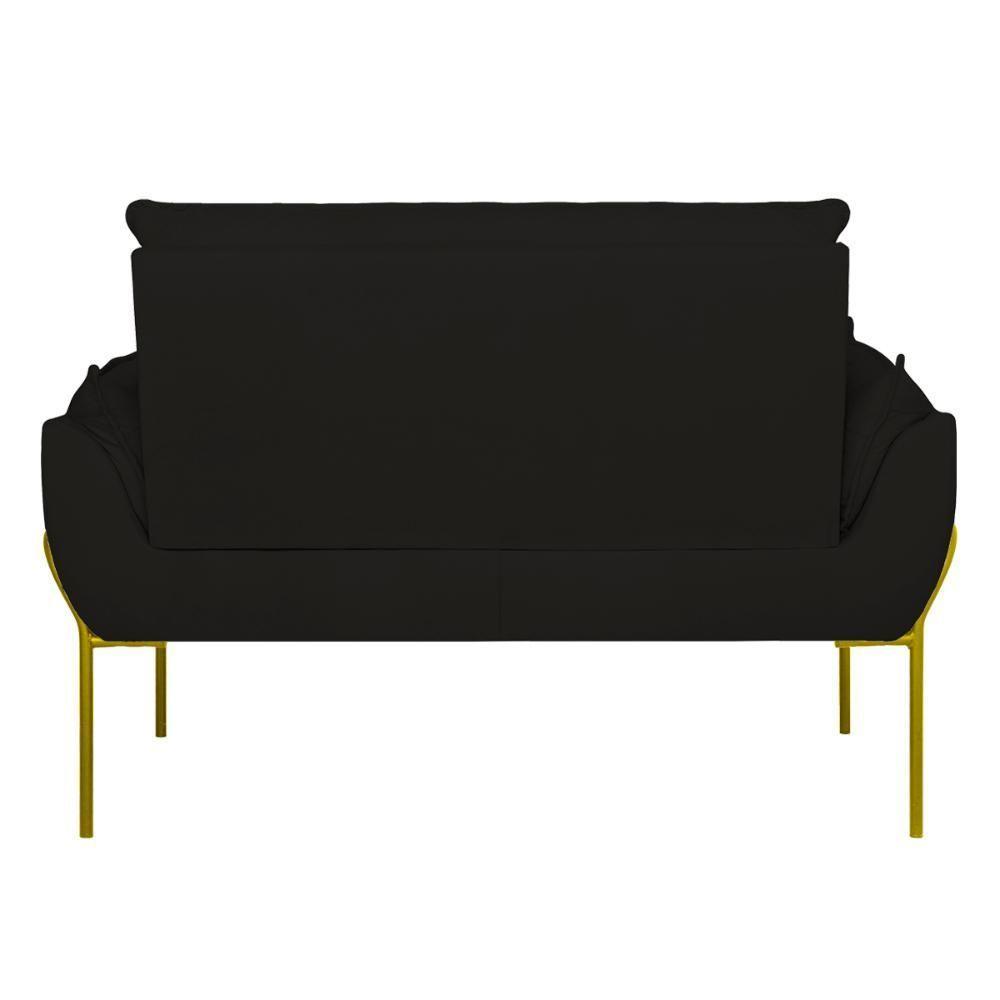 Sofá Namoradeira Base Metal Dourada Reforçada Tecido Suede Preto - 7