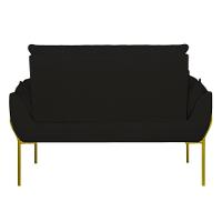 Sofá Namoradeira Base Metal Dourada Reforçada Tecido Suede Preto - 7