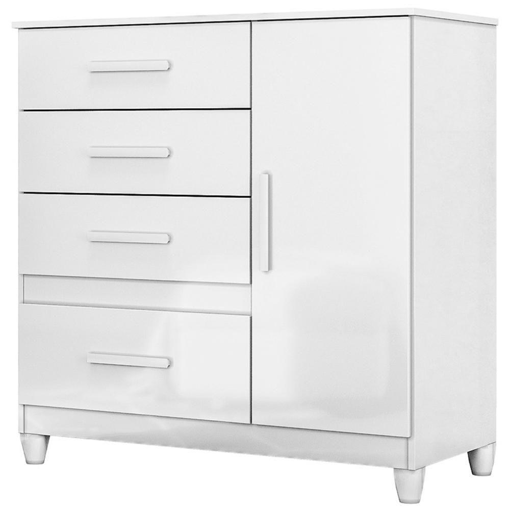 Cômoda Para Quarto 98cm Com 4 Gavetas Baco Flex Branco Z17 - Mpozenato - 1