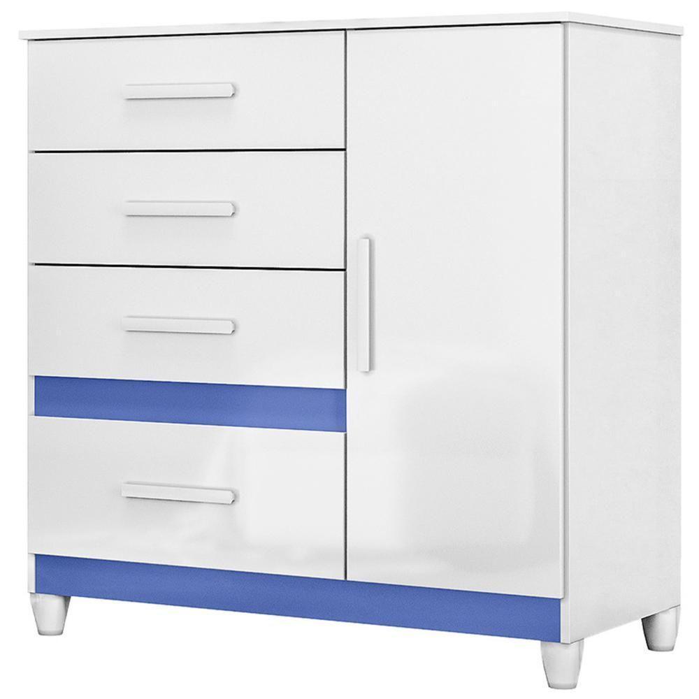 Cômoda Para Quarto 98cm Com 4 Gavetas Baco Flex Branco Z17 - Mpozenato - 9
