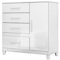 Cômoda Para Quarto 98cm Com 4 Gavetas Baco Flex Branco Z17 - Mpozenato - 1