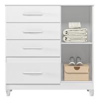 Cômoda Para Quarto 98cm Com 4 Gavetas Baco Flex Branco Z17 - Mpozenato - 6