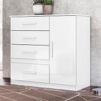 Cômoda Para Quarto 98cm Com 4 Gavetas Baco Flex Branco Z17 - Mpozenato - 8