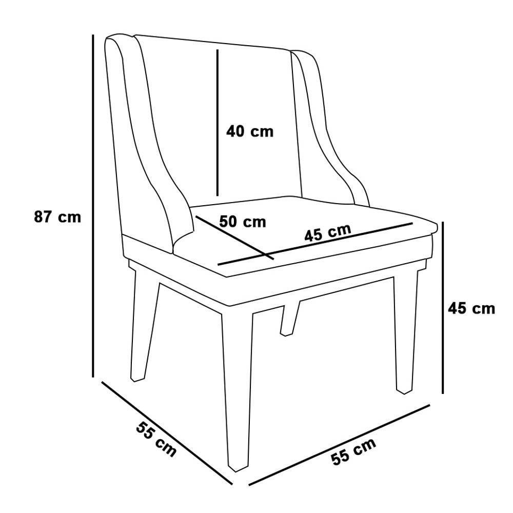 Kit 2 Cadeiras Estofadas Para Sala De Jantar Base Fixa De Madeira Castanho Lia Veludo Grafite - Ibiza - 4