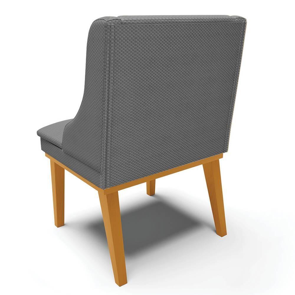 Kit 2 Cadeiras Estofadas Para Sala De Jantar Base Fixa De Madeira Castanho Lia Veludo Grafite - Ibiza - 7