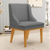 Kit 2 Cadeiras Estofadas Para Sala De Jantar Base Fixa De Madeira Castanho Lia Veludo Grafite - Ibiza - 2