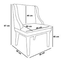 Kit 2 Cadeiras Estofadas Para Sala De Jantar Base Fixa De Madeira Castanho Lia Veludo Grafite - Ibiza