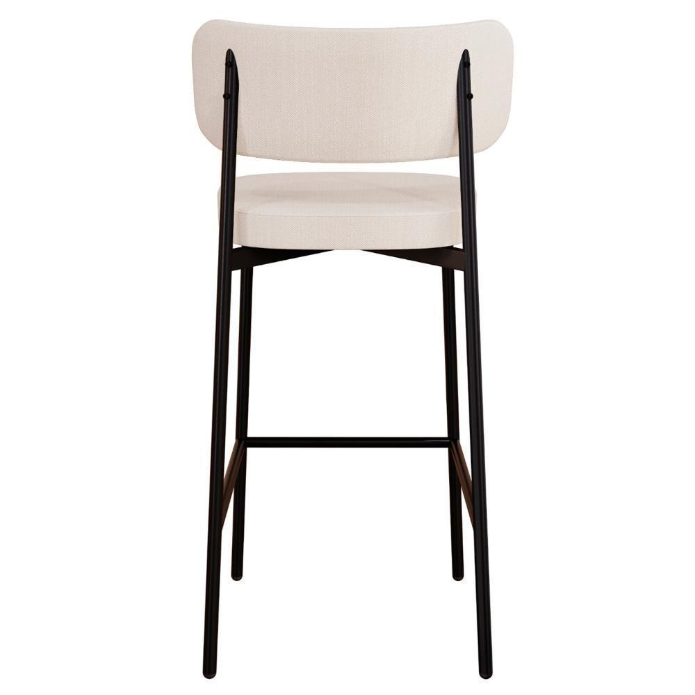 Banqueta Alta Bar Estofada Kit 4 Ella M25 Linho Palha/marrom - Mpozenato - 7