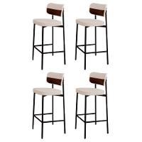 Banqueta Alta Bar Estofada Kit 4 Ella M25 Linho Palha/marrom - Mpozenato - 1