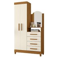 Guarda Roupa Cômoda Com Espelho 103cm Maite A02 Off/cinamomo - Mpozenato - 1