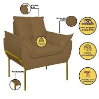 Kit 02 Poltronas + Namoradeira Reforçada Opala Metal Dourado Capuccino - 7