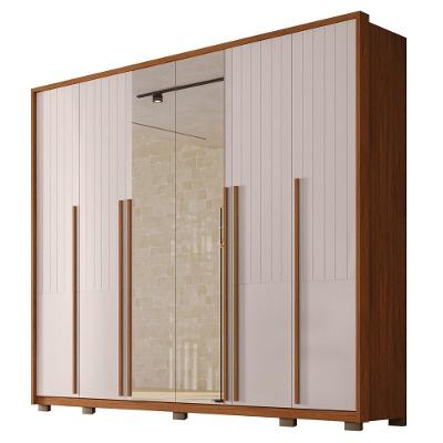 Guarda Roupa Casal 6 Portas Com Espelho 265cm Quintus Freijó/off White - Caemmun