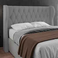Cabeceira Casal Queen Cama Box 160cm Malva Z04 Linho Cinza - Mpozenato - 2
