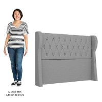 Cabeceira Casal Queen Cama Box 160cm Malva Z04 Linho Cinza - Mpozenato - 5