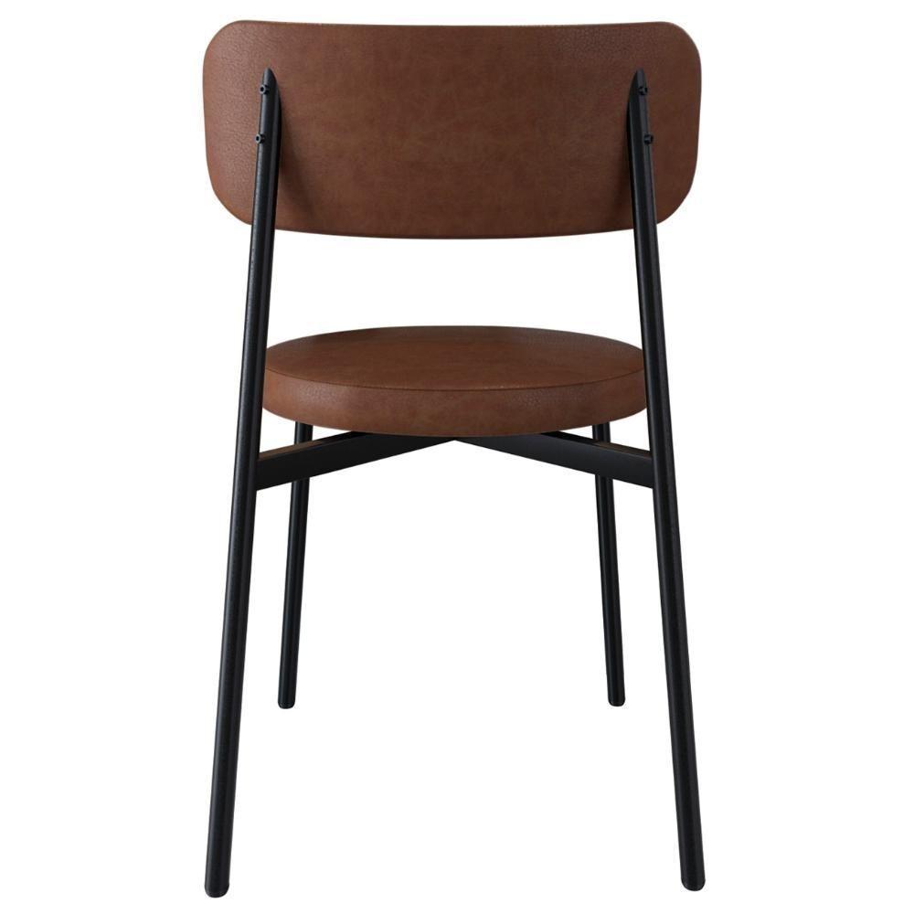 Cadeira De Jantar Estofada Kit 2 Nyka M25 Sintético Marrom - Mpozenato - 7