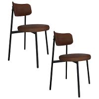 Cadeira De Jantar Estofada Kit 2 Nyka M25 Sintético Marrom - Mpozenato - 1