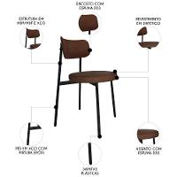 Cadeira De Jantar Estofada Kit 2 Nyka M25 Sintético Marrom - Mpozenato - 3