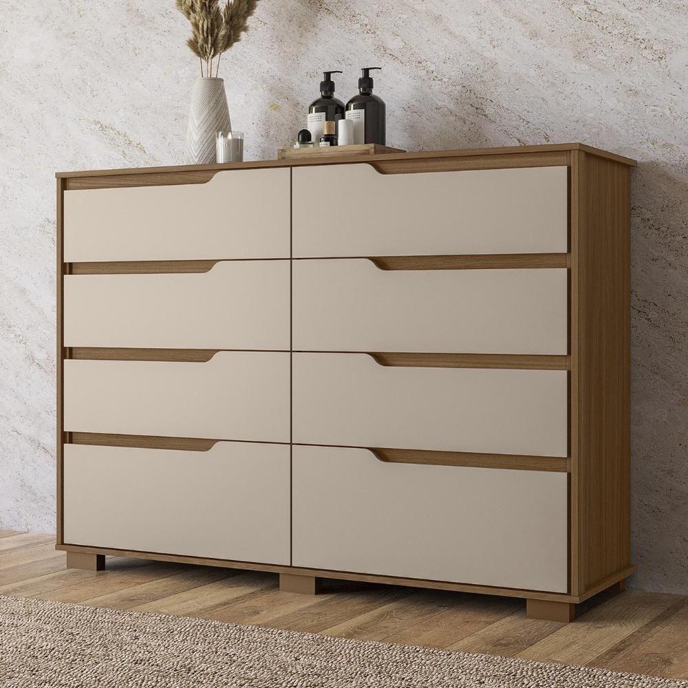 Cômoda Para Quarto 147cm Com 8 Gavetas Parma Carvalho/fendi Z17 - Mpozenato - 2