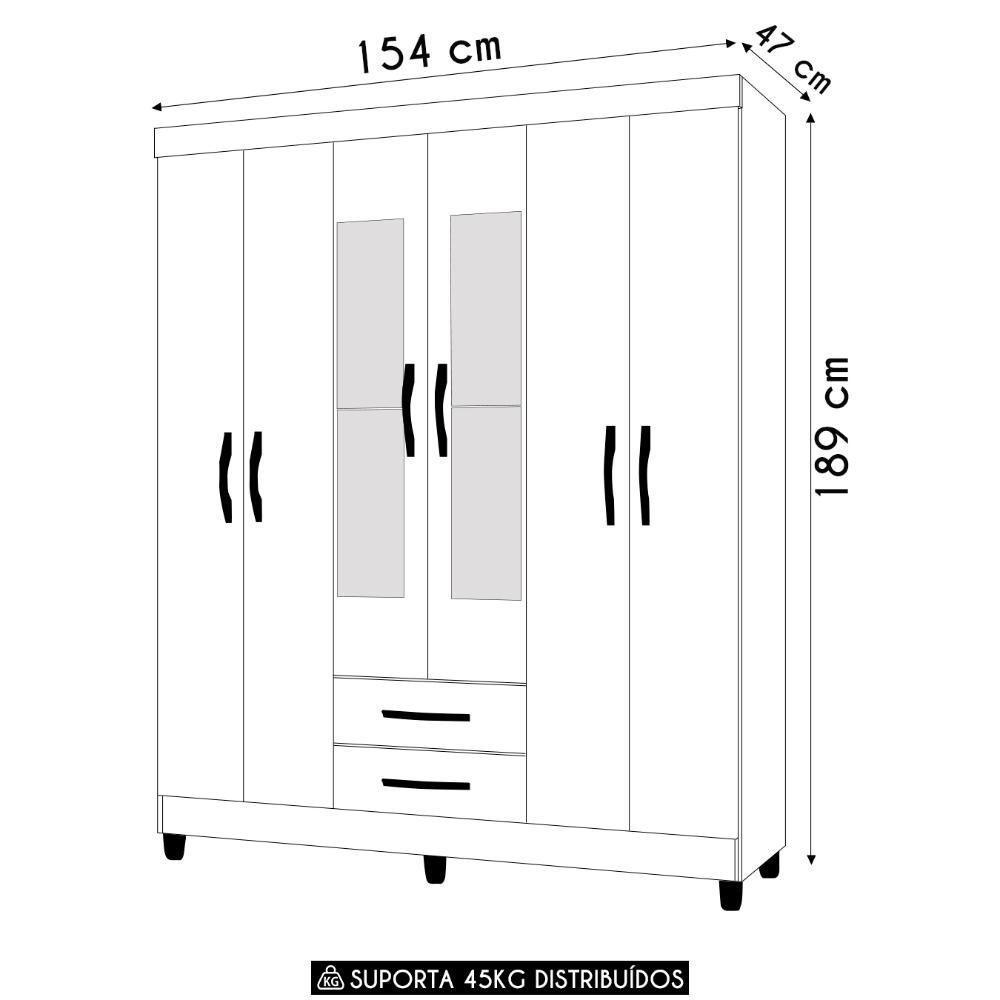 Guarda Roupa Solteiro 154cm Com Espelho Dony A02 Cinamomo - Mpozenato - 4
