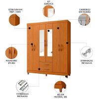 Guarda Roupa Solteiro 154cm Com Espelho Dony A02 Cinamomo - Mpozenato - 3